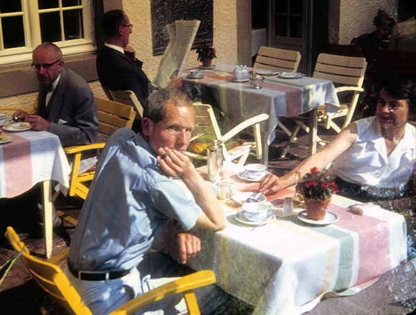 John and Mary at breakfast, Hotel Zum Schwann, 1964