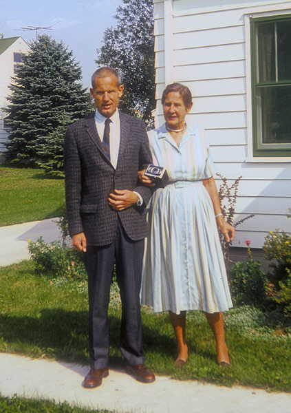 John with his mother, in front of 907 Winona St., Fall 1964